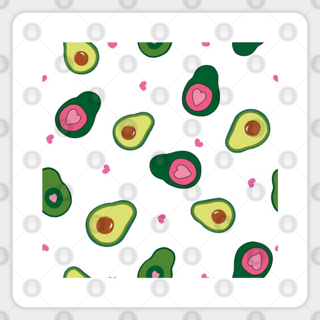 Hand drawn cute avocados with pink hearts Sticker by GULSENGUNEL